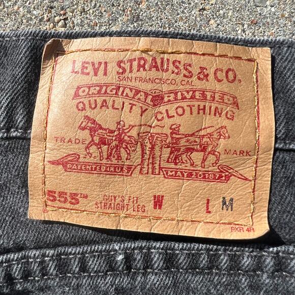 Ladies 90s Levi’s 555 black guys fit straight leg jeans 13 JR M Vintage - Picture 5 of 7